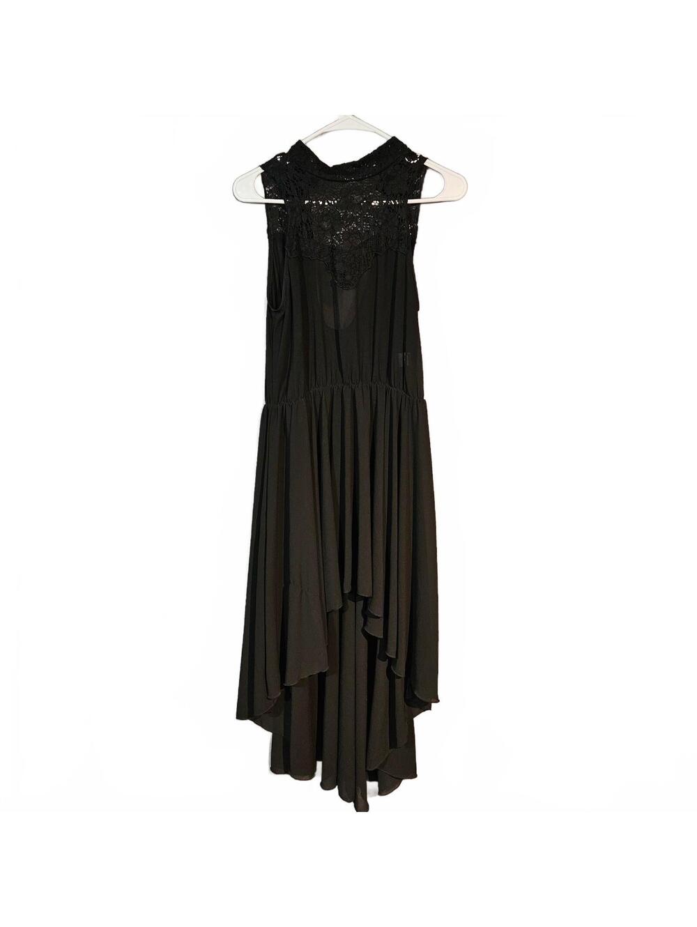 Balera Medium Hi Lo Black Dance Dress Ballroom Ballet Lace Sleeveless Elegant